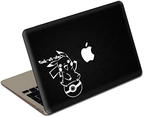 Peek-at-chu Pokemon Inspired Pikachu on Pokeball Waving Vinyl Decal Sticker (6"H x 4.5"W, White)