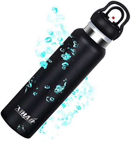 XIHAO Twist Free Stainless Steel Water Bottle Insulated 17 OZ Black Sports Outdoor Vacuum Cup