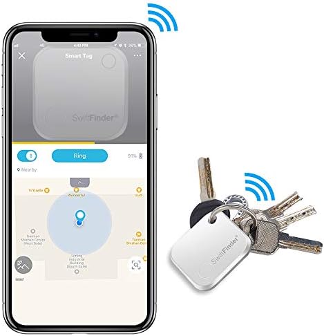 Key Finder, Key Locator Bluetooth -Tracker Device with App Control for iPhone, Slim Wallet Bag Luggage Tracker, Compatible with iOS Android,Replaceable Battery