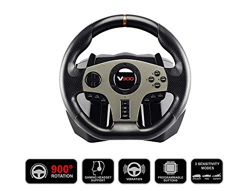 Subsonic - V900 Steering Wheel with Pedals and Gearshift Paddles For Playstation 4 - PS4 Slim/ Pro - Xbox One S - Nintendo Switch - PC - PS3 (Compatible with all Racing Games) (PS4//xbox_one//)