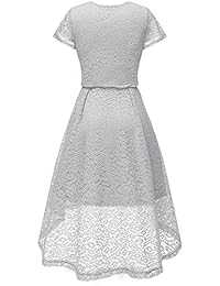 Bbonlinedress vestido de fiesta de cóctel con mangas acampanadas y encaje floral, cuello en V, para mujer