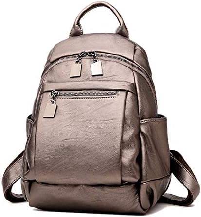 Gold Leather Backpack Women Black Vintage Large Bag For Teenage Girls Backpacks Bags Bronze