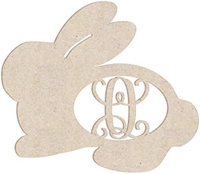 28" Sweet Bunny Monogram Letter Unfinished Wood Initial Q (Sizes 12"-30")
