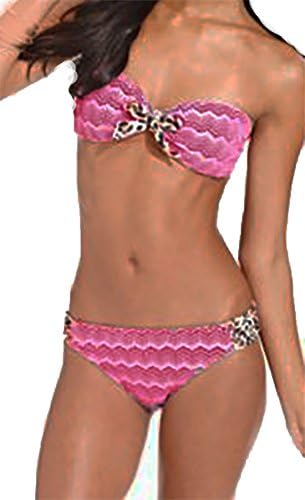California Waves Women's Bikini Set 2 PC Hot Pink Multicolor Animal Print XL