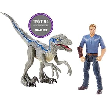 Amazoncom Jurassic World Battle Damage Velociraptor Blue Toys Games