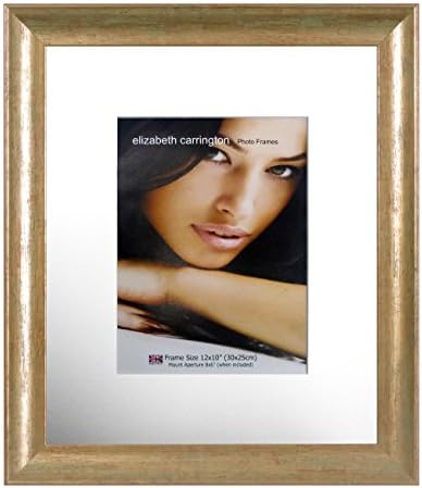 Elizabeth Carrington Distressed Gold Photo/Picture Frame, Dubai Range, 12X10 Inch With 8X6 Inch Removable White Mount, British Made, 100% Timber And Pfec Sourced (Pack Of 2)