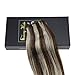 Sunny 7A Quality 100% Balayage Human Hair Bundles Weft Extensions Sew In Hair Extensions Human Hair Dark Brown Fading to Bleach Blonde 18inch One Bundle 100G Weight