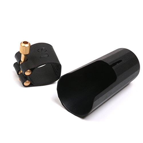 image for MagiDeal Plastic Clarinet Mouthpiece Cover Cap with PU Ligature Black
