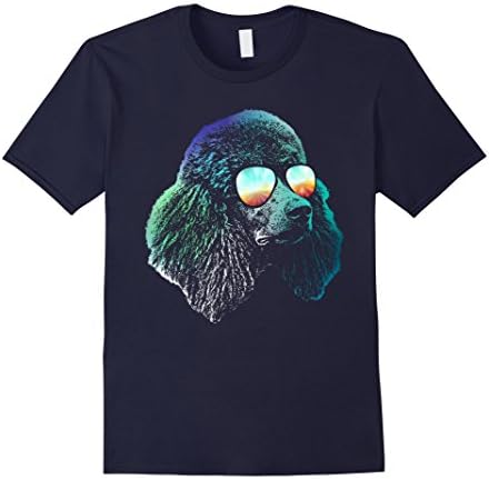 Men's Poodle Neon Dog Shirt Medium Navy