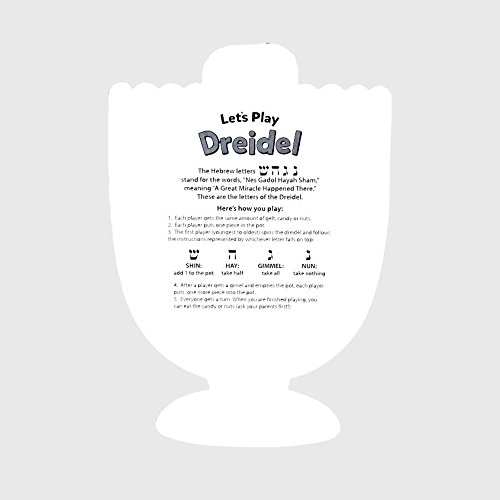 The Dreidel Company Let's Play Dreidel The Hanukkah Game 4 Natural Wooden Dreidels with Instructions for Chanukah, Instructions on Back of Blister Pack