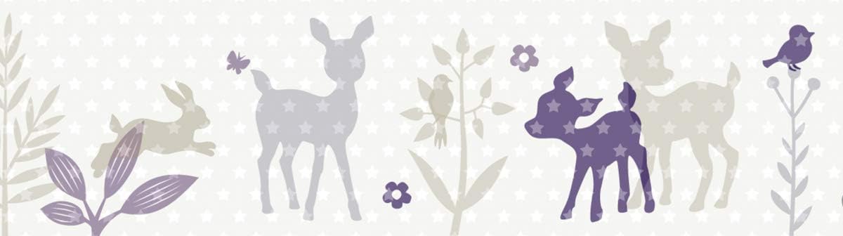 Lovely Label Frise Murale Adhesive Enfant A Motifs Bambi Violet Beige Gris Frise Chambre Enfant Garcon De 450 X 11 5 Cm Decoration Murale Chambre Bebe Autocollante Et Non Toxique Amazon Fr Cuisine