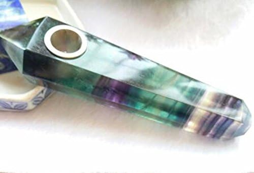 Colorful Fluorite Natural Quartz Crystal Point Wand Gemstone Healing with 3PCS Metal Filters about 3.8-4.3 inches