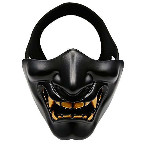 Airsoft Paintball Wargame Protect Gear Half Face Mask For Halloween, Hunting Game, CS, Costume Party, Masquerade (Black) - Thumbnail 7