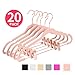 MIZGI Premium Velvet Pants Hangers with Clips (Pack of 20) Slim Skirt Hangers- Non Slip Felt Outfit Dress Hangers Blush Pink - Copper/Rose Gold Hooks,Space Saving Shirt Clothes Hangers