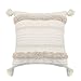 OJIA Boho Decorative Throw Pillow Cover, 20 x 20 Farmhouse Cute Pillowcase Minimalist Neutral Collection Cream White Tufted with Tassels Woven Square Cushion Cover for Sofa Couch Bedroom Living Room