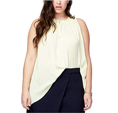 RACHEL Rachel Roy Womens Plus Ruffle Keyhole Tunic Top Green 0X