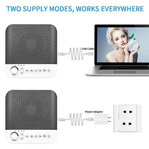 HENSUN White Noise Sound Machine, 17 Non-Looping Natural Sounds| 7 LED Night Lights| Plug in Adapter| Portable Sleep Sound Therapy Maker with Timer & USB Output for Home Office or Travel