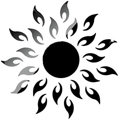 Sunshine Fire Round Flower Acrylic 3D Mirror Wall Decal Black