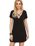 Romwe Women's Summer Short Sleeve Loose Tunic Casual T-Shirt Dress