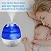 Anypro Cool Mist Humidifier, Ultrasonic Super Quiet Air Diffuser with Silver ion Antibacterial Agent, 3 Time Settings High/Low Control and Night Light Ideal for Baby Bedroom, 0.5 Gallon, Blue