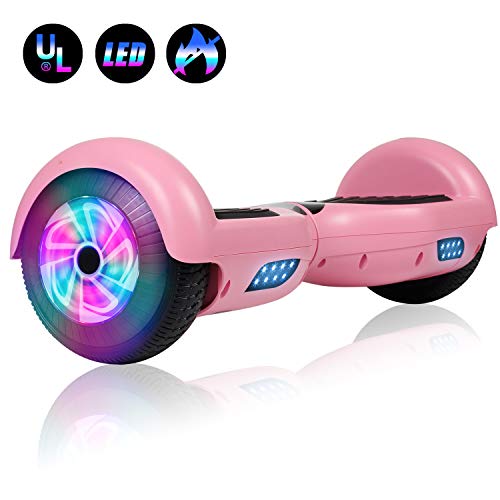 Felimoda 6.5 Inch Hoverboard LED Wheels Lights, self Balancing Scooter Dual Motors UL Certified Hover Board w/Self Balancing Mode(Pink)
