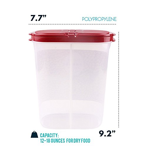 2pcs Airtight Cereal Dispenser Snack Container Storage Keeper 12-18 oz Capacity for Dry Food Flour Nut Sugar with Hovering Flip Top Lid and Large Mouth for Easy Pouring - Maroon