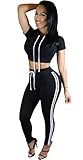 ALAIX Outdoor Simple Sport Suit Hooded Tops Pant Athletic Sweatsuit For Women