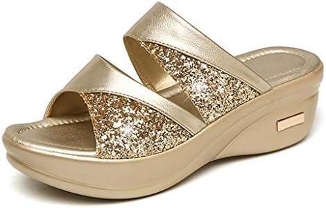 サンダル レディース Yodqego 春 夏 キラキラ スリッパ 美脚 オープントゥサンダル 厚底 歩きやすい ウェッジサンダル 大きいサイズ ビーチ サンダル つっかけ 足が痛くならない スリッポン 通气 滑り止め 室内 室外履き 普段着
