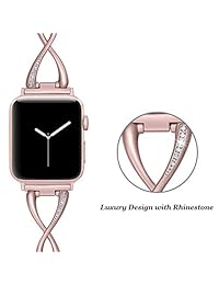 Soulike   Correa para Apple Watch (1.496 in 1.575 in, 1.654 in 1.732 in), repuesto para Apple iWatch Series 4, Series 3, Series 2, Series 1, pulseras de acero inoxidable