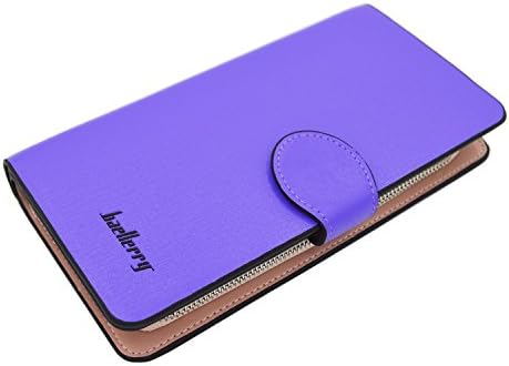 IU COMP Baellerry Women's Solid Multi-functional Zipper Hand Strap Handbag Phone Wallet,Purple