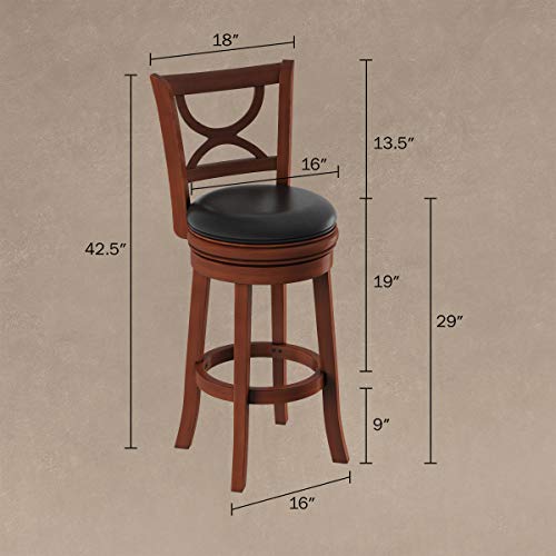 Lavish Home Hocker mit hoher Rückenlehne, 73,7 cm, Theken- oder Bar-Höhe, 360 Grad drehbarer Sitz, Kunstleder… – Bild 3