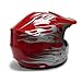 TMS Youth Kids Red Flame Dirt Bike ATV Motocross Helmet with Goggles and Gloves (Large)
