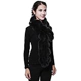 Womens Winter Real Fur Scarf - Ruffled Rex Rabbit Fur Long Scarves For Women Girls FURTALK Original