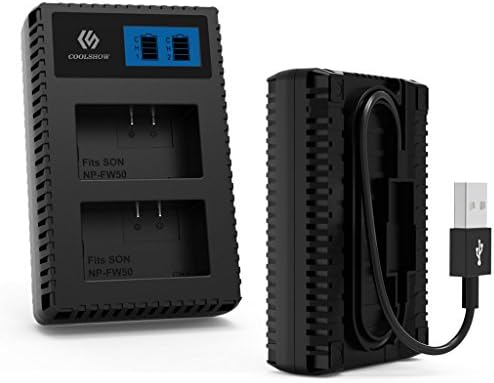 NP-FW50 CoolShow LCD Display Charger,Compatible with Sony NP FW50, Alpha a6000, a6300, a6500, a7s, a7, a7s ii, a7s, a5100, a5000, a7r, a7 ii,Nex 5T 5N DSC-RX10 III Digital Camera