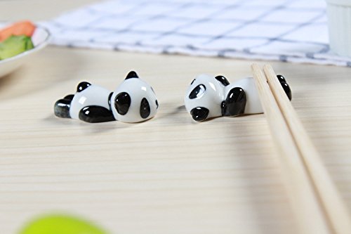 Freedi Cute Panda Chopsticks Rest Holder Set Chinese Ceramic Chopsticks Stand Spoon Fork Holder Rack Practical Tablewares Accessories,3 Pcs (Style A)