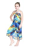 Girl Hawaiian Butterfly Luau Dress in Sunset Blue