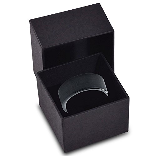 Charming Jewelers Tungsten Wedding Band Ring Black 9mm Men Women Comfort Fit Flat Cut Brushed Polished Size 8.5