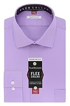 Van Heusen Men's Flex Collar Regular Fit Solid Spread Collar Dress Shirt, Dahlia Purple, 15