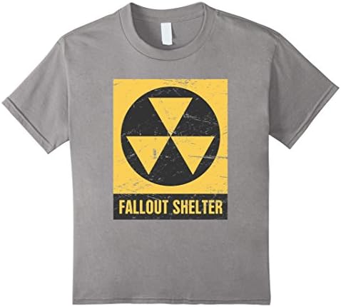 Kids Vintage Nuclear Fallout Shelter Sign T-shirt 4 Slate
