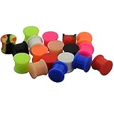 Longbeauty 9 Pair Solid Silicone Double Flared Saddle Tunnels Ear Plug Gauges Glow in Dark