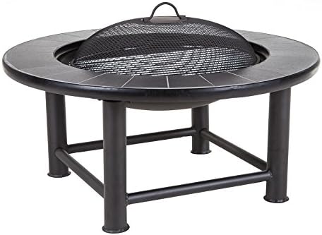 Guadeloupe 30" Tiled Fire Pit Table with Barbecue Grill
