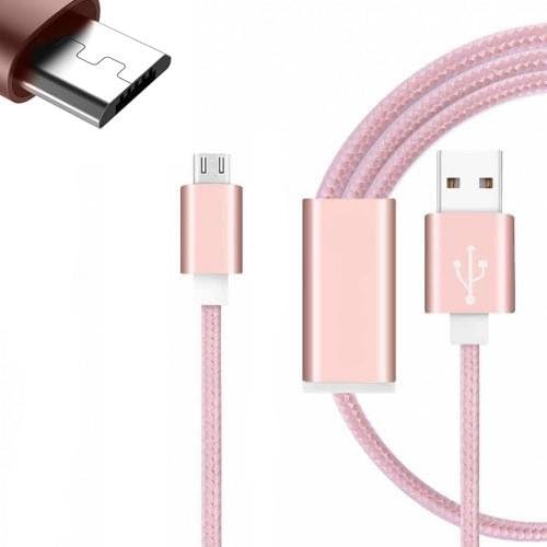 Digi Pig ROSE GOLD - Micro USB Cable Lead for the verykool Apollo. Nylon Braided Cable (1 Metre) with Fast Speed Charging and Data Transfer
