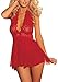 IYISS Women's Exotic See Through Babydoll Lingerie Set (2XL, Red)