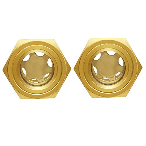 Fanovo Set of 2 3/4'' Male Sight Glass Checks Coolant Level or Air Compressor Heavy Duty Solid Brass Sight Glass Super Transparent Glass Sight Window Glass Oil Sight Gauge Easily Threading - Thumbnail 4