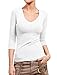 NE PEOPLE Womens Light Weight Basic 3/4 Sleeve V Neck Casual T Shirt with Stretch-White-M