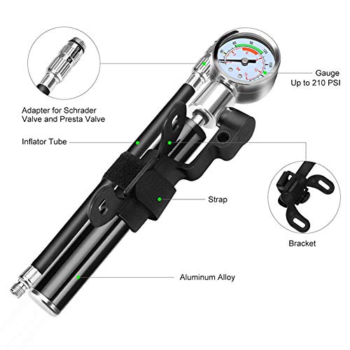 Studyset High Pressure Meter Shock Bicycle Pump & Gauge Hand Bike Air Supply Inflator