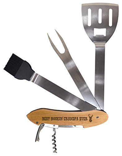 ThisWear Grandpa Best Buckin Grandpa Ever BBQ Grill Multi Tool Barbecue Spatula BBQ Tool