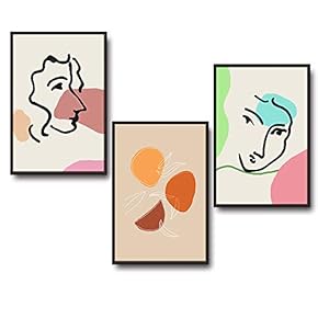 3 Piece Framed Canvas Wall Art for Living Room, Bedroom Mattis and Brutalist Canvas Prints for Modern Home Decoration Ready to Hang - 16"x24"x3 Panels