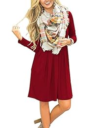 I2CRAZY Vestido informal holgado de manga larga para mujer con bolsillos