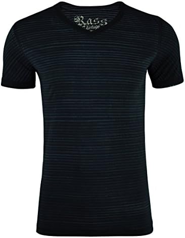Rass Collection V-Neck Striped T-Shirt - Men's Tee Shirts MJC5016-BLK-L